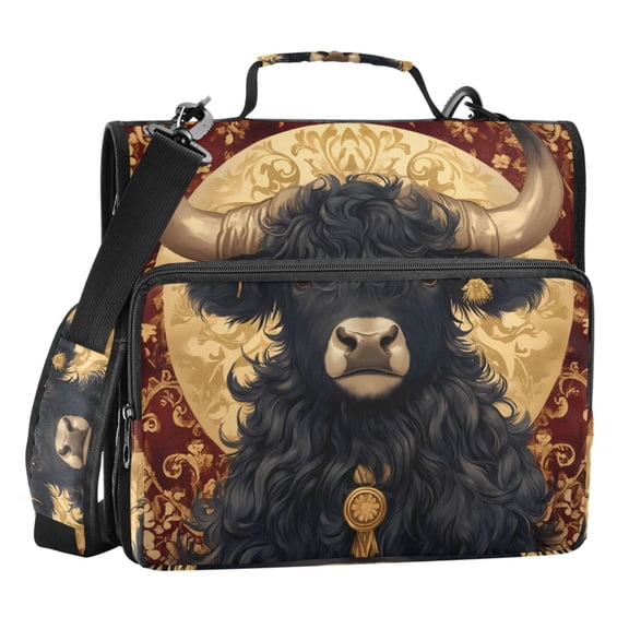 ALAZA Zipper Binder Bag Bohemia Highland Cattle 3 Ring File Folder Binder Organizer Bag