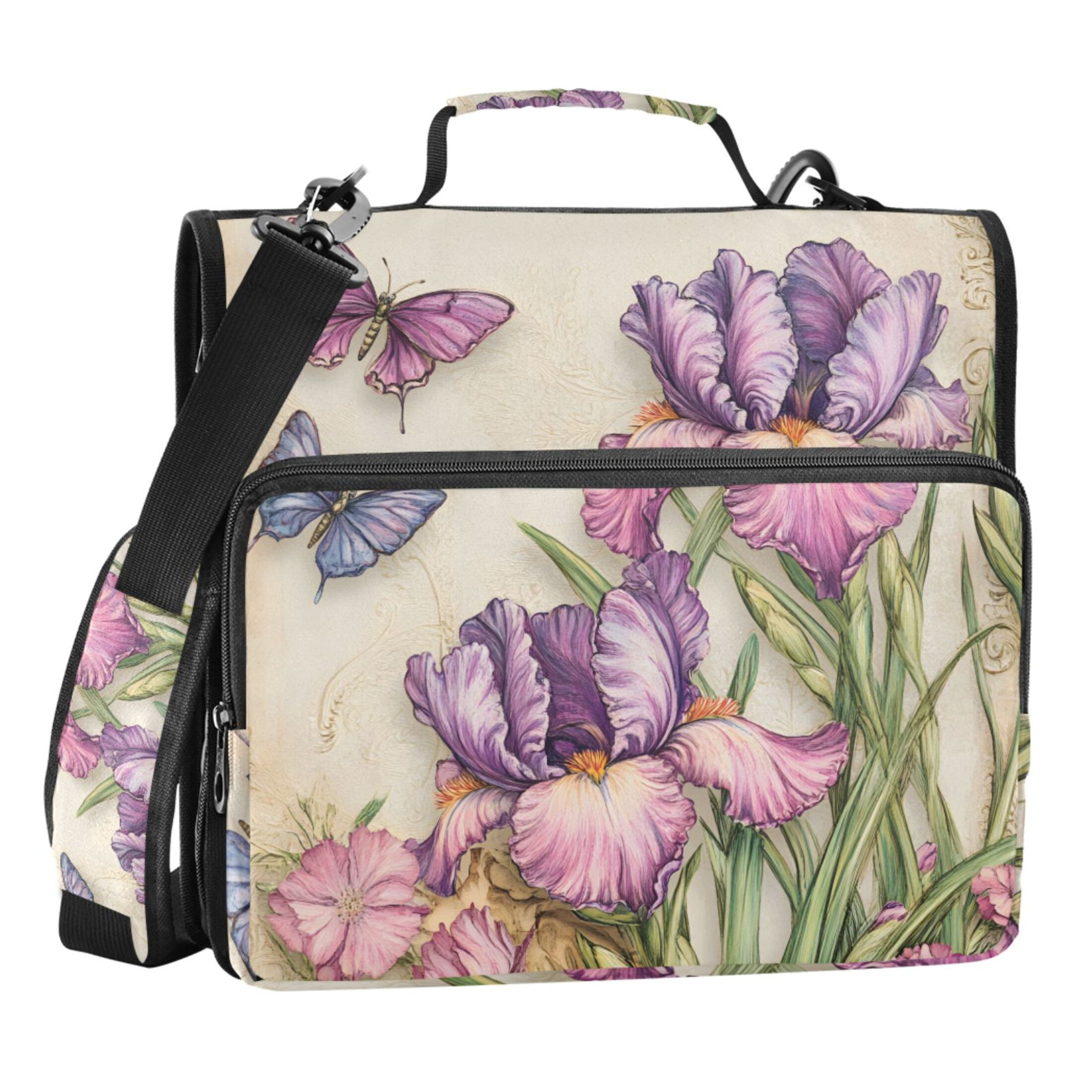 ALAZA Zipper Binder Bag Butterfly Flowers 3 Ring File Folder Binder ...