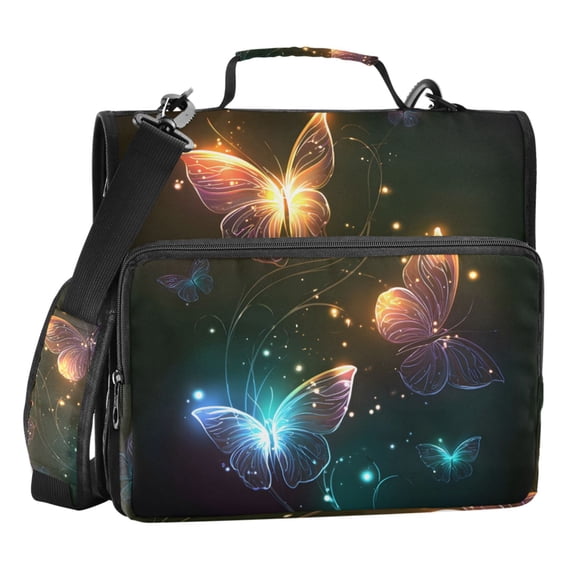 ALAZA Zipper Binder Bag Butterfly Glitter-t1 3 Ring File Folder Binder Organizer Bag