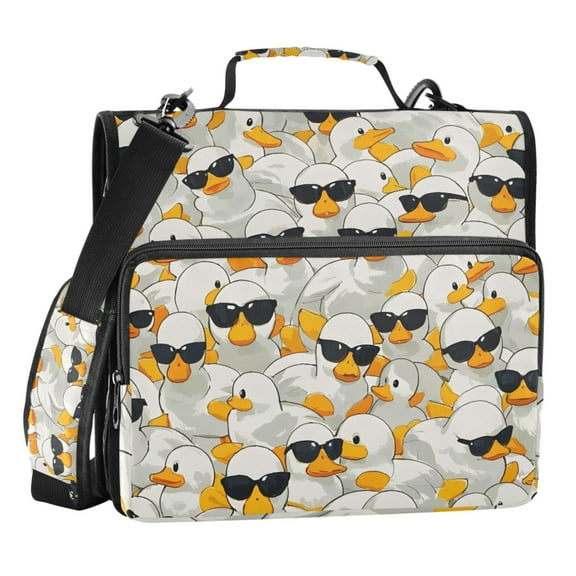 ALAZA Zipper Binder Bag Cartoon Ducks 3 Ring File Folder Binder Organizer Bag