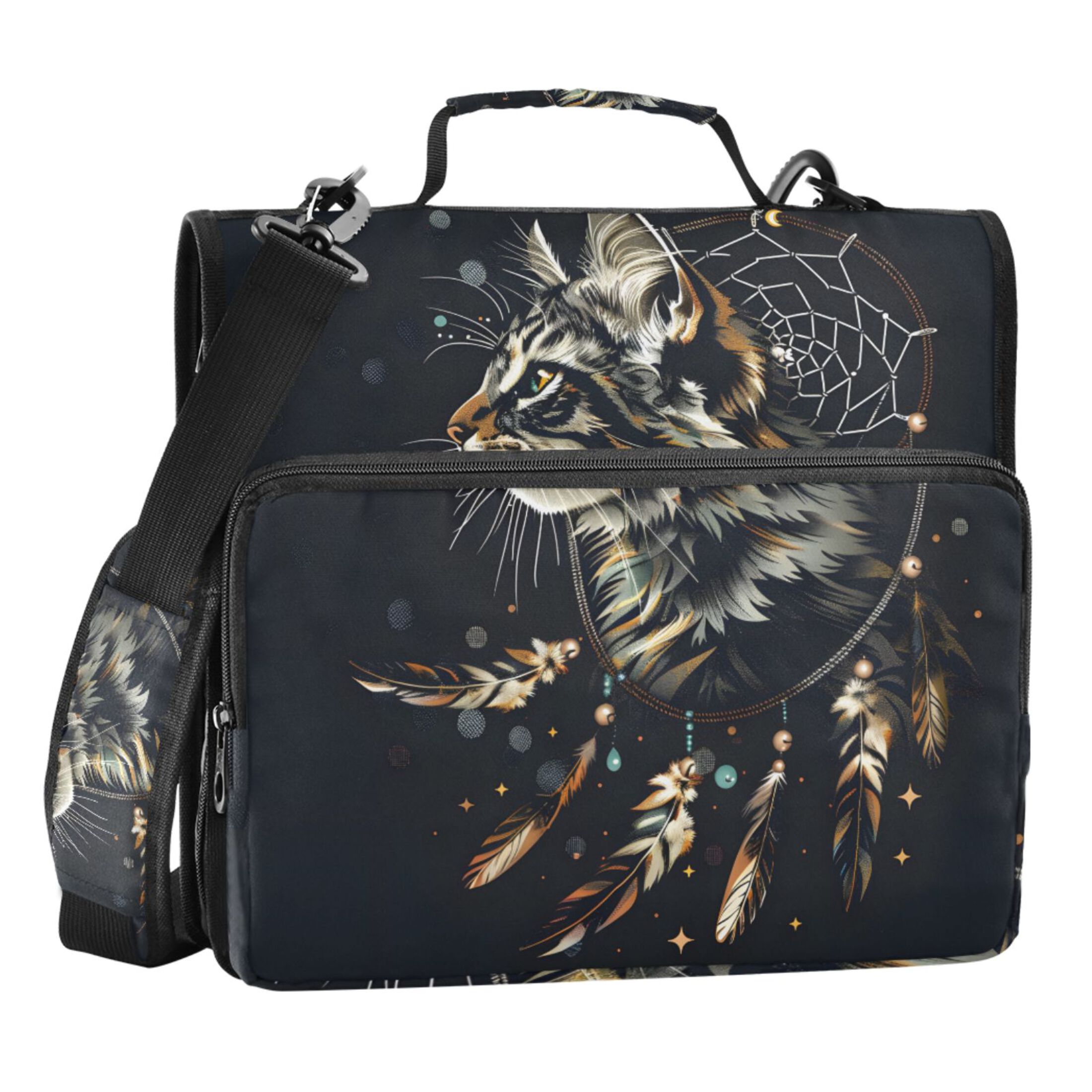 ALAZA Zipper Binder Bag Cat Bohemia 3 Ring File Folder Binder Organizer Bag