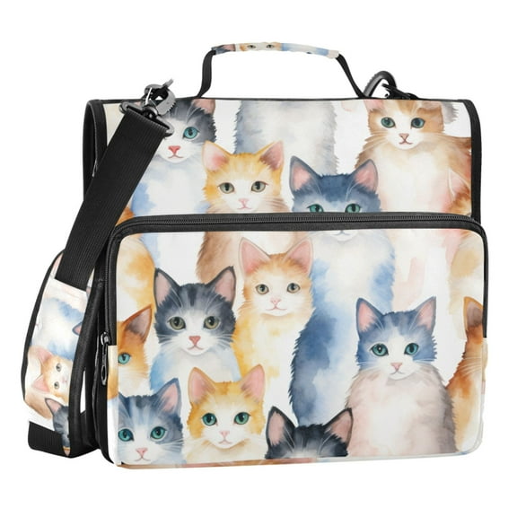 ALAZA Zipper Binder Bag Cats 3 Ring File Folder Binder Organizer Bag