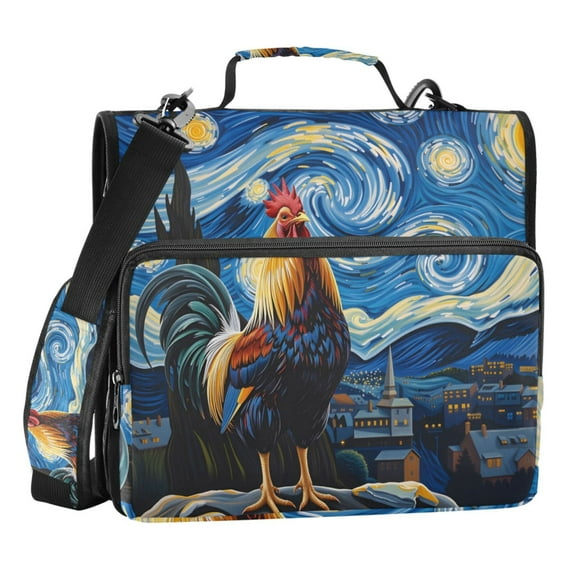 ALAZA Zipper Binder Bag Chicken Oil Paint 3 Ring File Folder Binder Organizer Bag