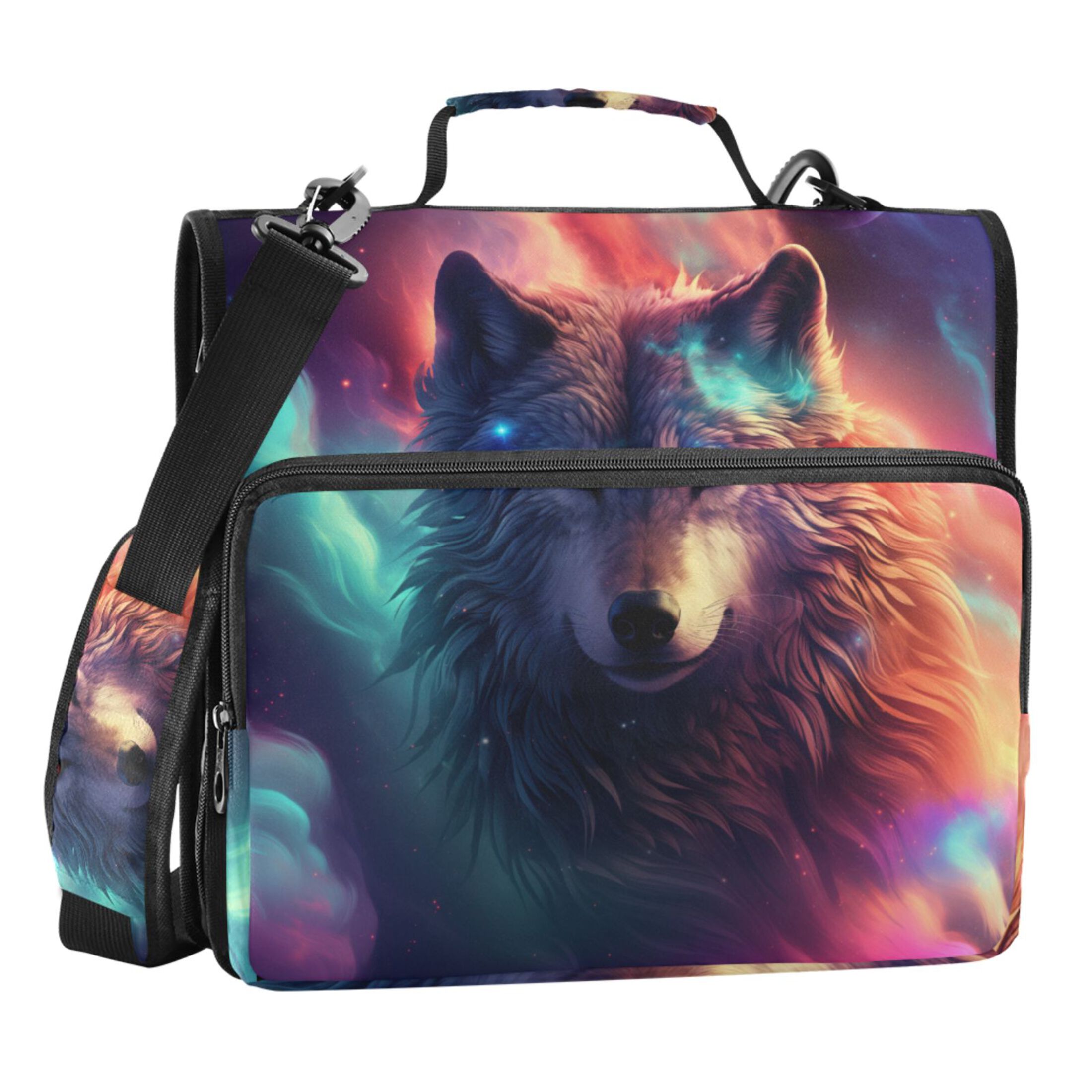 ALAZA Zipper Binder Bag Cool Wolf 3 Ring File Folder Binder Organizer Bag