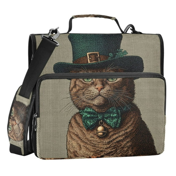 ALAZA Zipper Binder Bag Cute Cat 3 Ring File Folder Binder Organizer Bag