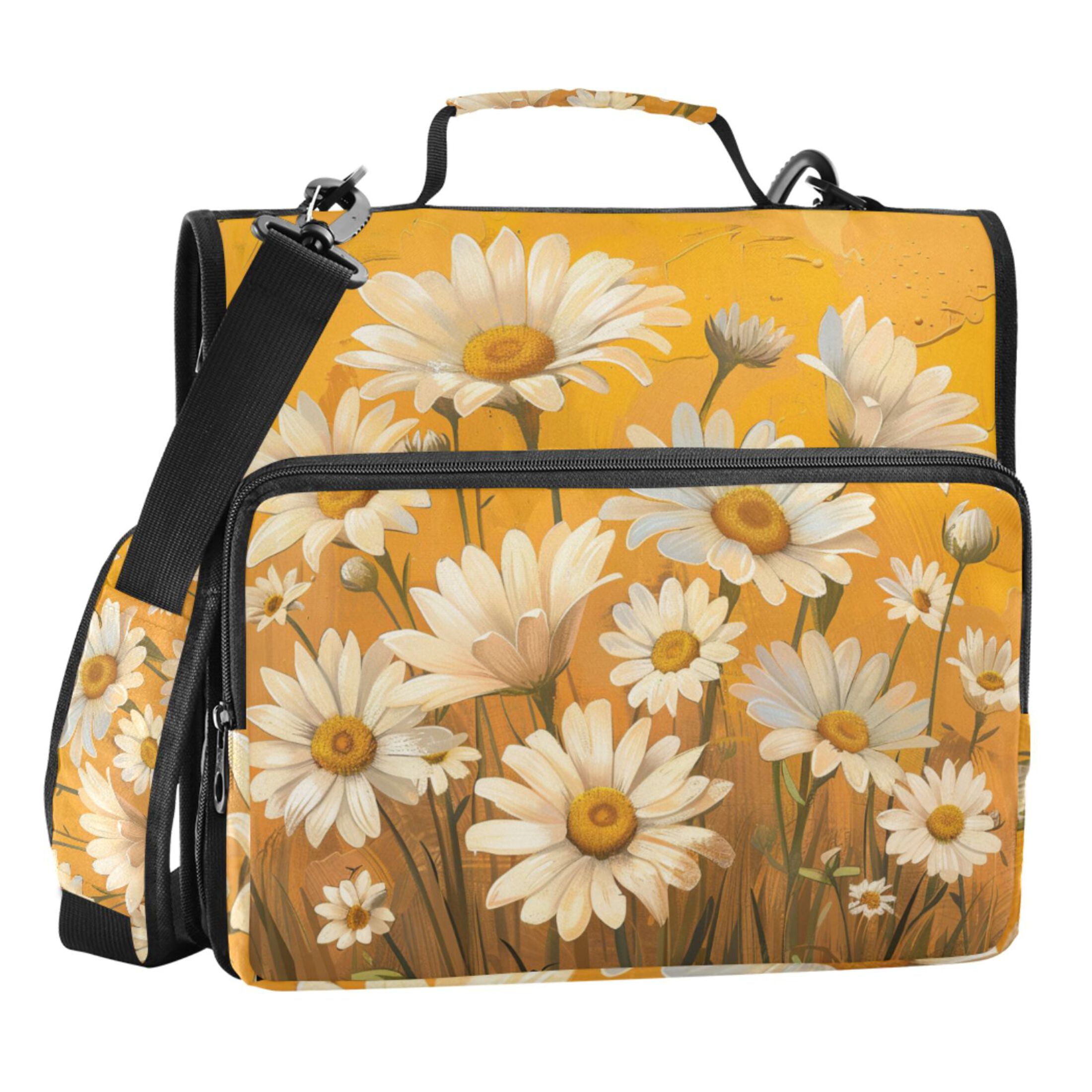 ALAZA Zipper Binder Bag Daisy Floral 3 Ring File Folder Binder ...