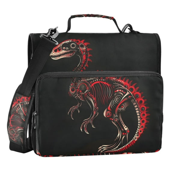 ALAZA Zipper Binder Bag Dinosaur Neon Skeleton 3 Ring File Folder Binder Organizer Bag