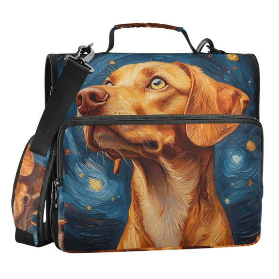 ALAZA Zipper Binder Bag Dog Oil Paint 3 Ring File Folder Binder Organizer Bag
