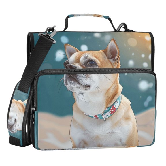 ALAZA Zipper Binder Bag Dog on Beach 3 Ring File Folder Binder Organizer Bag