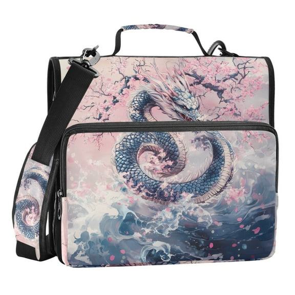 ALAZA Zipper Binder Bag Dragon Cherry Tree 3 Ring File Folder Binder Organizer Bag