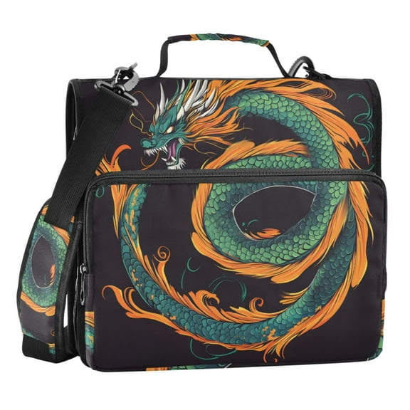 ALAZA Zipper Binder Bag Dragon Pattern 3 Ring File Folder Binder Organizer Bag