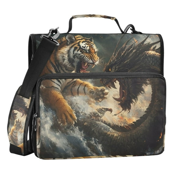 ALAZA Zipper Binder Bag Dragon and Tiger 3 Ring File Folder Binder Organizer Bag