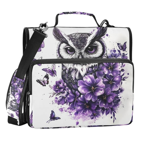 ALAZA Zipper Binder Bag Flowers Owl 3 Ring File Folder Binder Organizer Bag