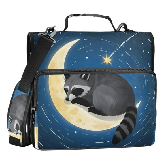 ALAZA Zipper Binder Bag Fox on Moon 3 Ring File Folder Binder Organizer Bag