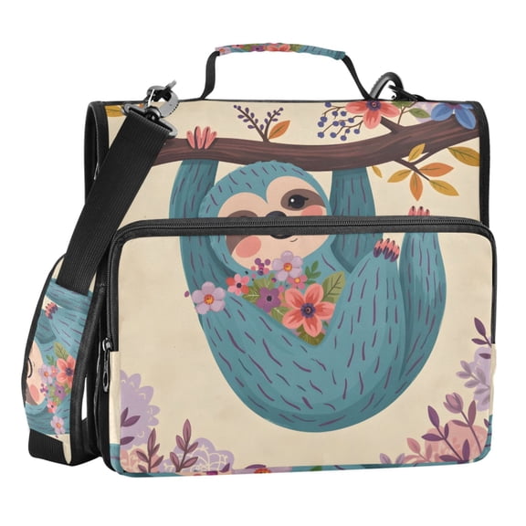 ALAZA Zipper Binder Bag Funny Sloth 3 Ring File Folder Binder Organizer Bag