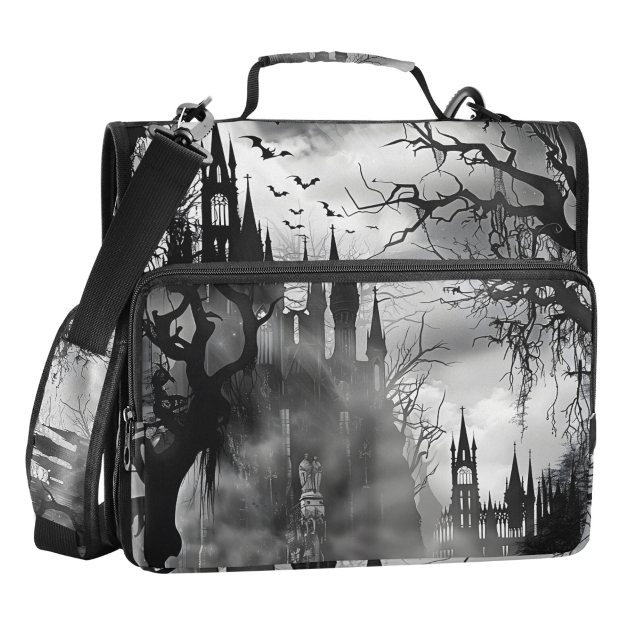 ALAZA Zipper Binder Bag Halloween Castle Silhouette 3 Ring File Folder Binder Organizer Bag