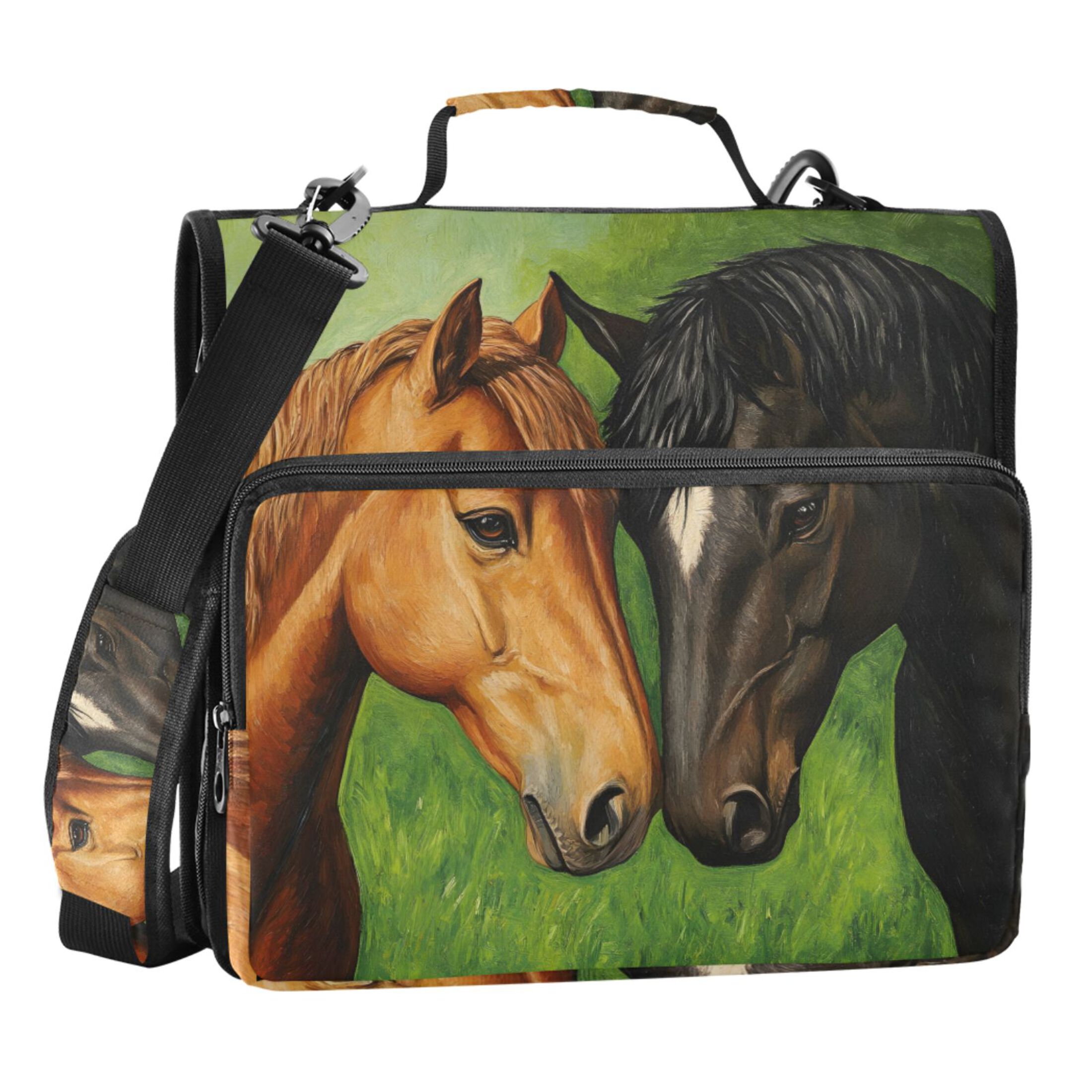 ALAZA Zipper Binder Bag Horses 3 Ring File Folder Binder Organizer Bag