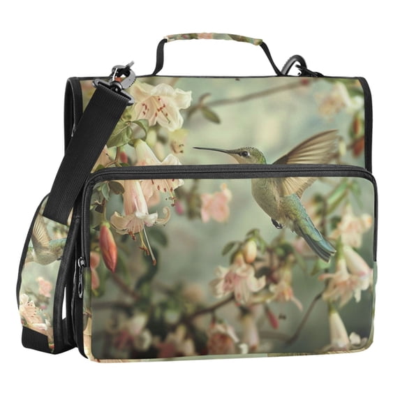 ALAZA Zipper Binder Bag Hummingbird Floral 3 Ring File Folder Binder Organizer Bag