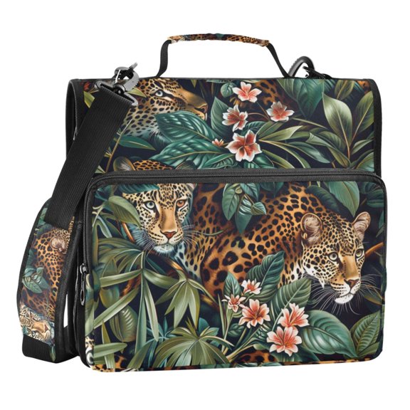 ALAZA Zipper Binder Bag Leopards Tropical 3 Ring File Folder Binder Organizer Bag