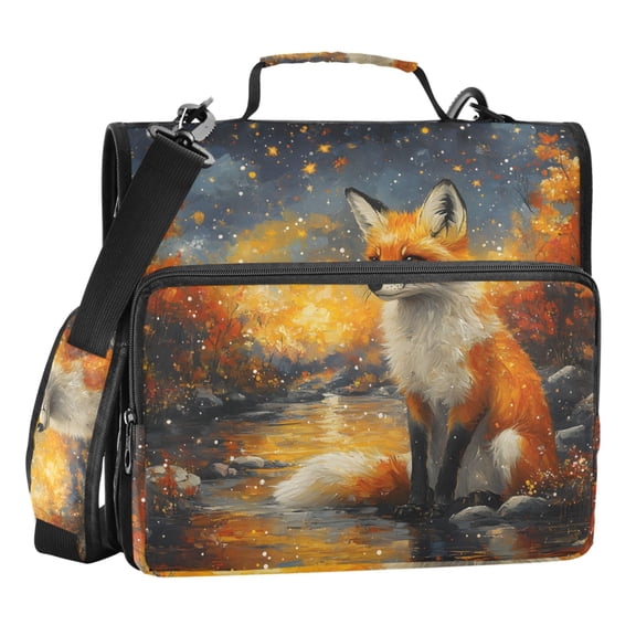 ALAZA Zipper Binder Bag Magic Fox 3 Ring File Folder Binder Organizer Bag