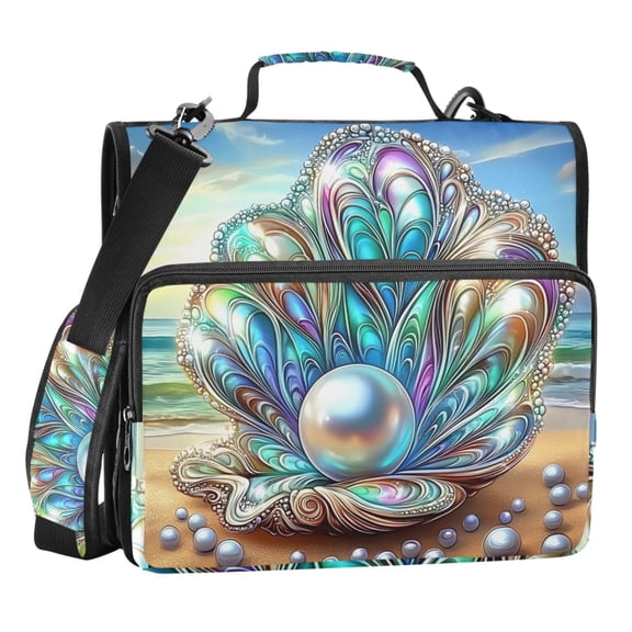 ALAZA Zipper Binder Bag Magic Shells on Beach 3 Ring File Folder Binder Organizer Bag