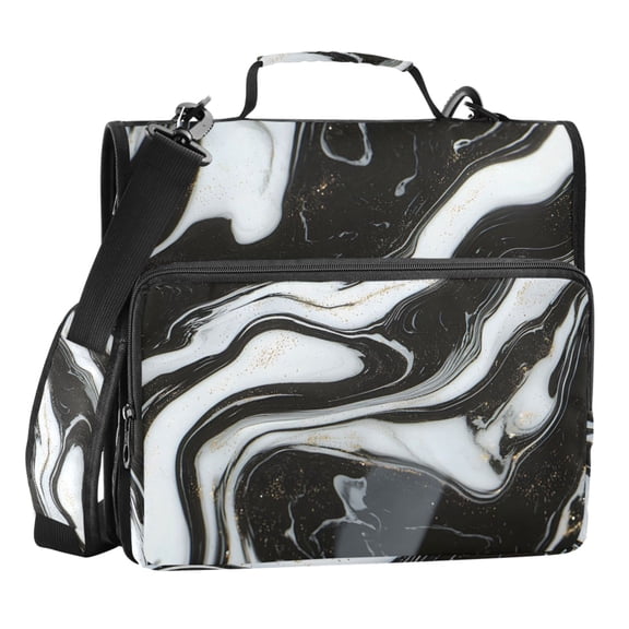 ALAZA Zipper Binder Bag Marble-1 Pattern 3 Ring File Folder Binder Organizer Bag