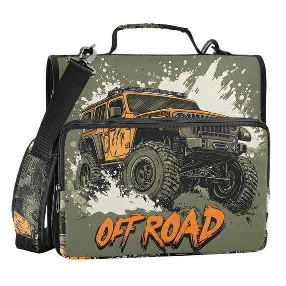 ALAZA Zipper Binder Bag Monster Truck Off Road 3 Ring File Folder Binder Organizer Bag