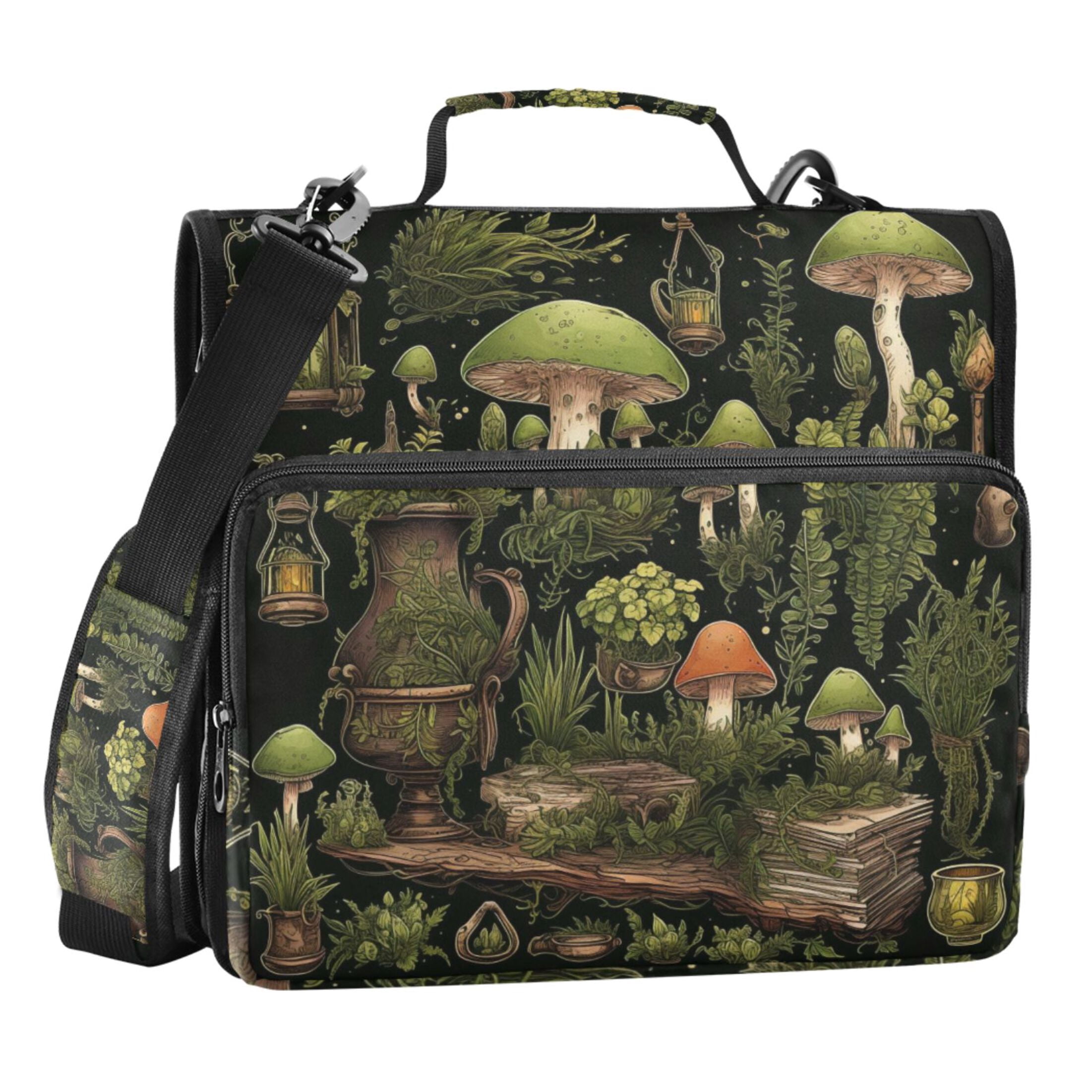 ALAZA Zipper Binder Bag Mushrooms Green 3 Ring File Folder Binder Organizer Bag