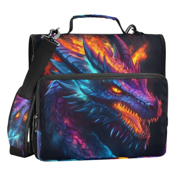 ALAZA Zipper Binder Bag Neon Abstract Dragon 3 Ring File Folder Binder Organizer Bag