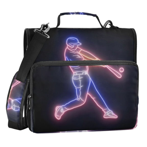 ALAZA Zipper Binder Bag Neon Baseball Player 3 Ring File Folder Binder Organizer Bag