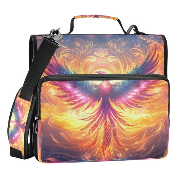 ALAZA Zipper Binder Bag Neon Phoenix Fire 3 Ring File Folder Binder Organizer Bag