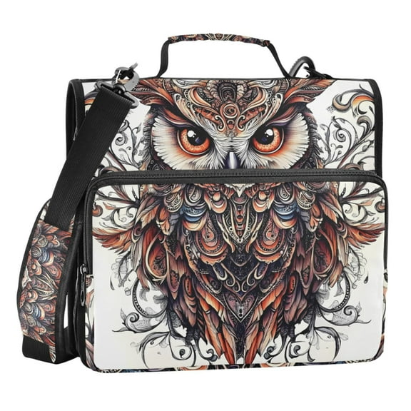 ALAZA Zipper Binder Bag Owl 3 Ring File Folder Binder Organizer Bag