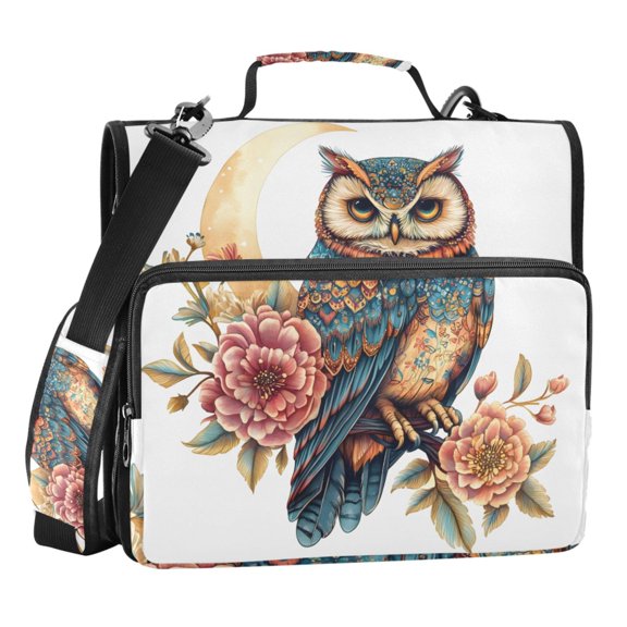 ALAZA Zipper Binder Bag Owl Bohemia 3 Ring File Folder Binder Organizer Bag