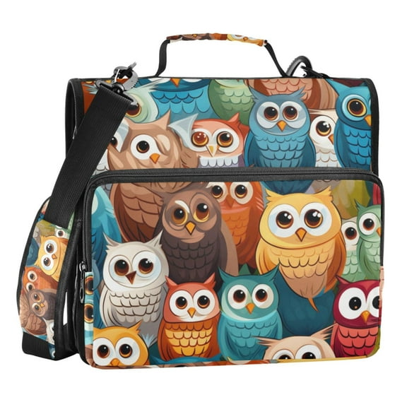 ALAZA Zipper Binder Bag Owl Cute 3 Ring File Folder Binder Organizer Bag