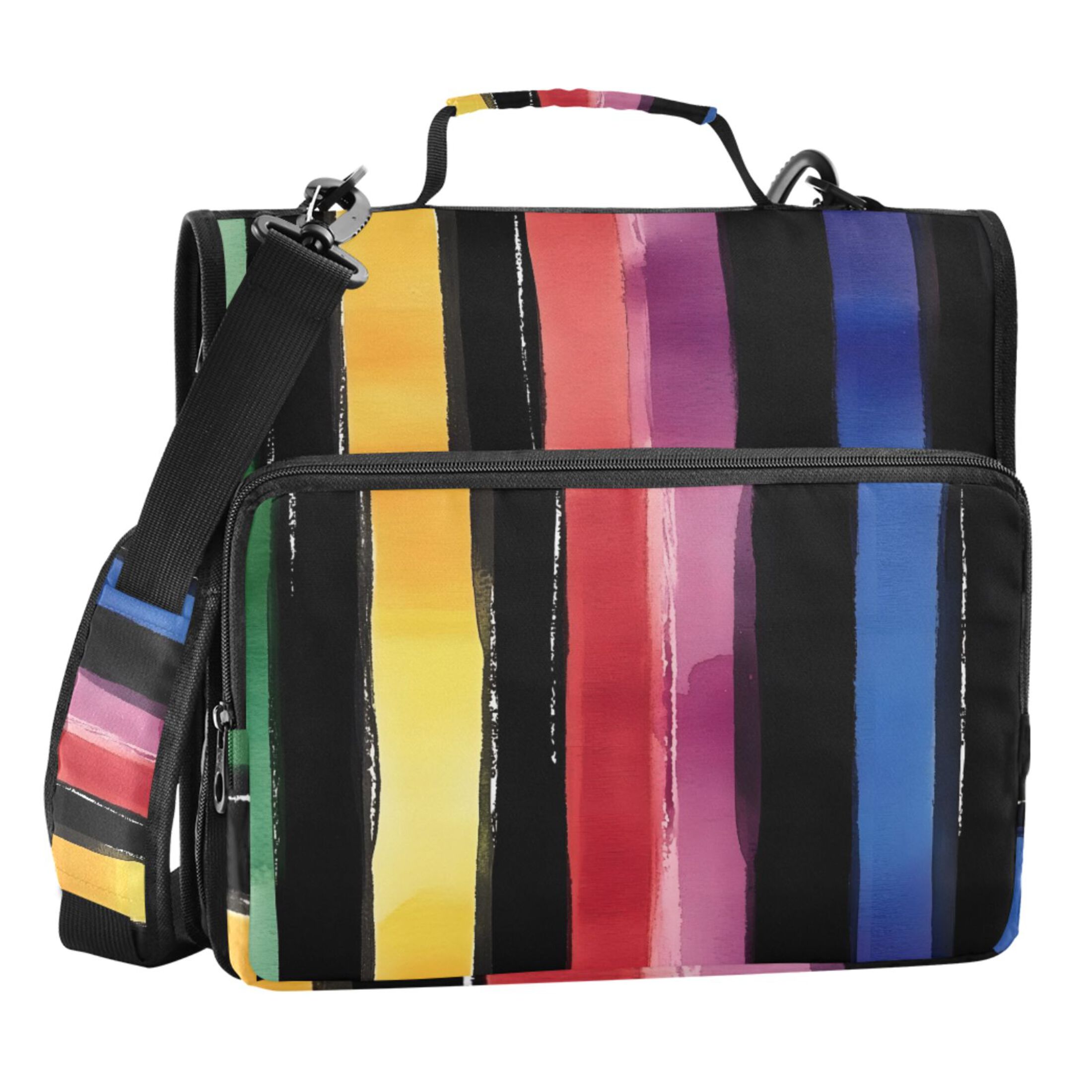ALAZA Zipper Binder Bag Rainbow Stripes Pattern 3 Ring File Folder Binder Organizer Bag