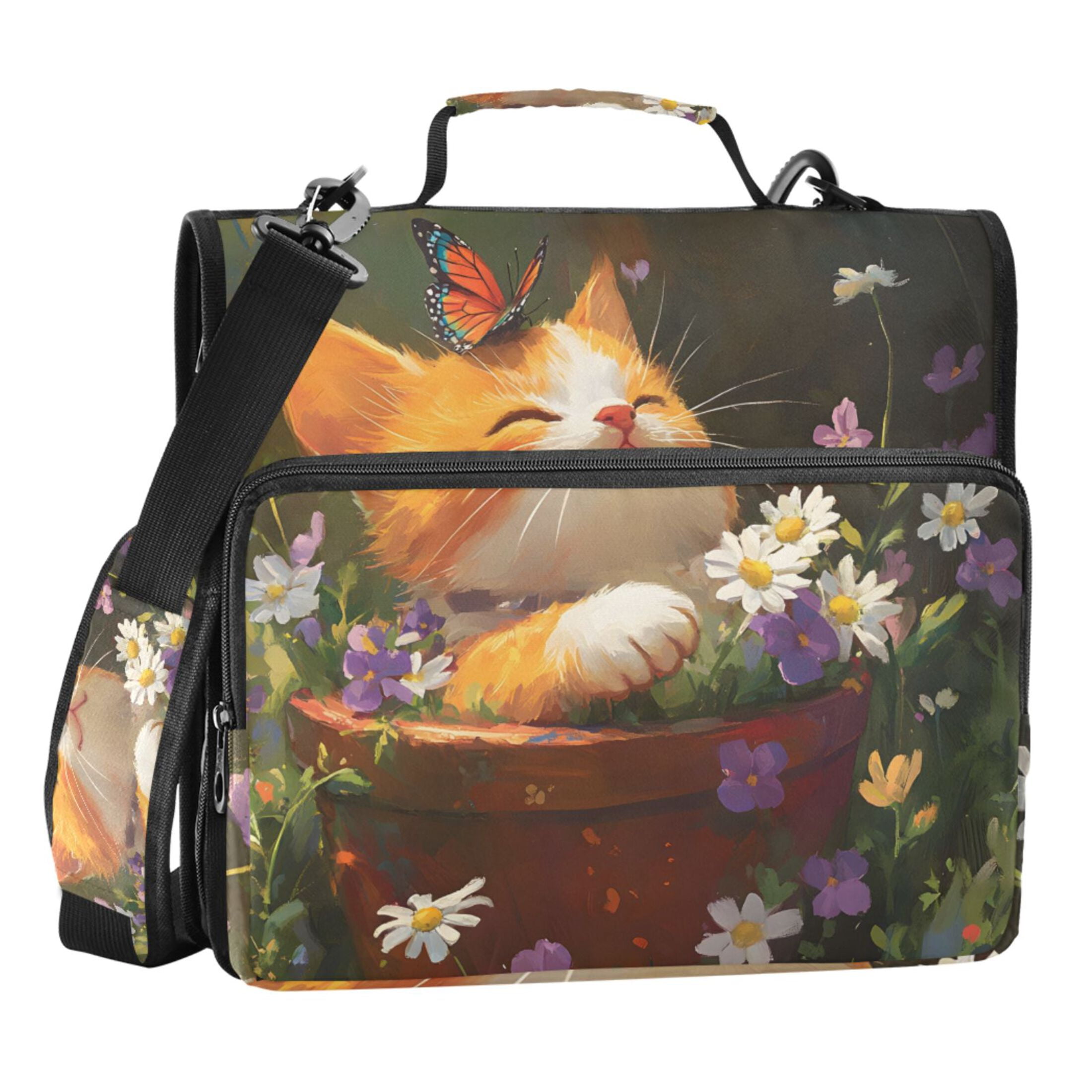 ALAZA Zipper Binder Bag Retro Cute Cat 3 Ring File Folder Binder ...