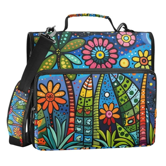 ALAZA Zipper Binder Bag Retro Flowers 3 Ring File Folder Binder Organizer Bag