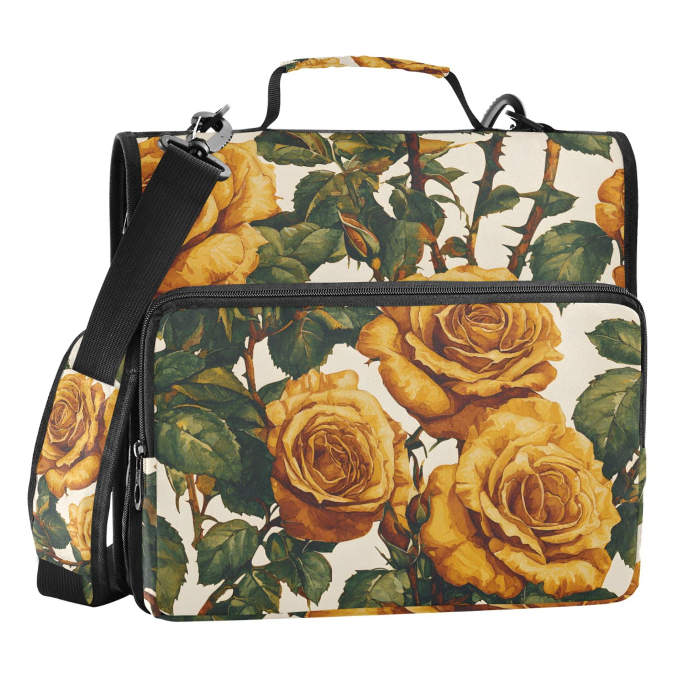 ALAZA Zipper Binder Bag Rose Flower-1 3 Ring File Folder Binder ...