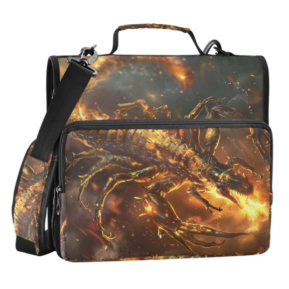 ALAZA Zipper Binder Bag Scorpio with Fire 3 Ring File Folder Binder Organizer Bag