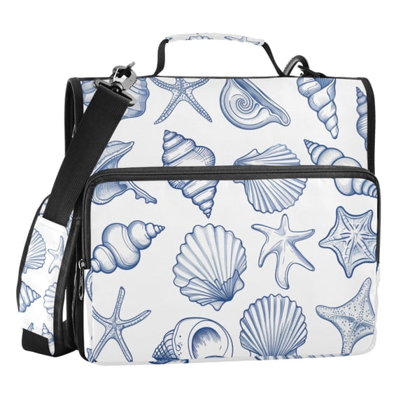 ALAZA Zipper Binder Bag Sea Shells and Conch 3 Ring File Folder Binder Organizer Bag