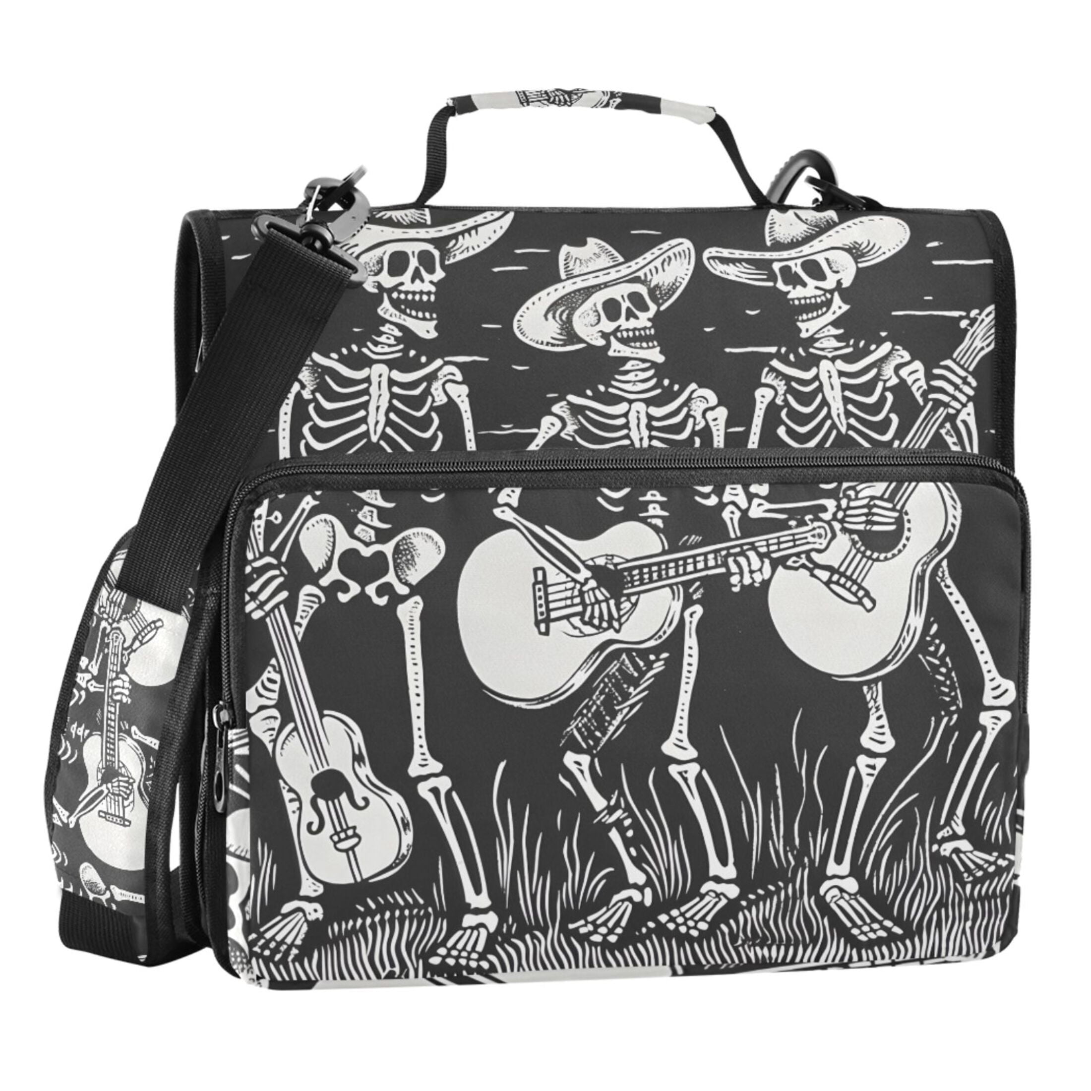 ALAZA Zipper Binder Bag Skeletons Play Guitar 3 Ring File Folder Binder ...