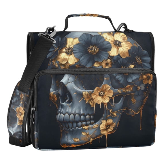 ALAZA Zipper Binder Bag Skull 3 Ring File Folder Binder Organizer Bag