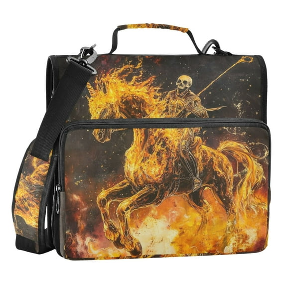 ALAZA Zipper Binder Bag Skull on Unicorn 3 Ring File Folder Binder Organizer Bag