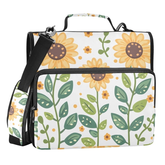 ALAZA Zipper Binder Bag Sunflower 3 Ring File Folder Binder Organizer Bag