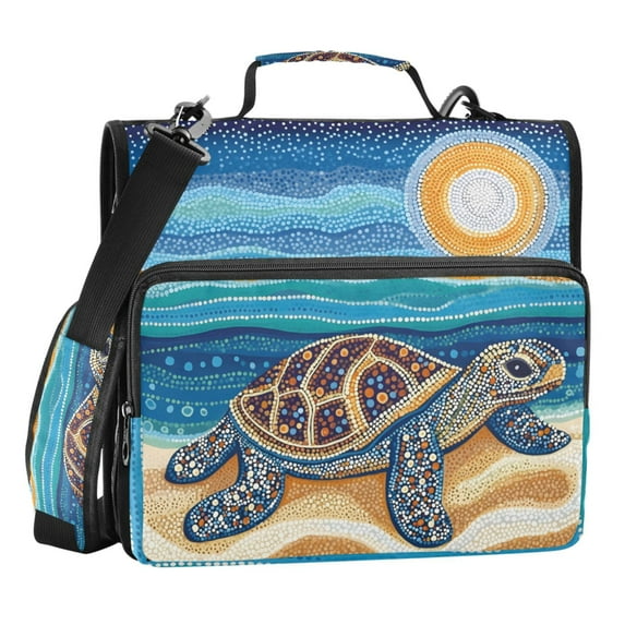 ALAZA Zipper Binder Bag Turtle Art Paint 3 Ring File Folder Binder Organizer Bag