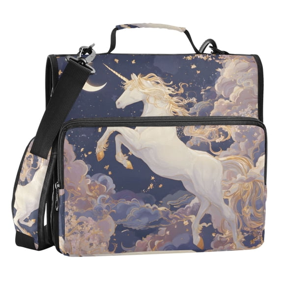 ALAZA Zipper Binder Bag Unicorn Cherry Blossom 3 Ring File Folder Binder Organizer Bag