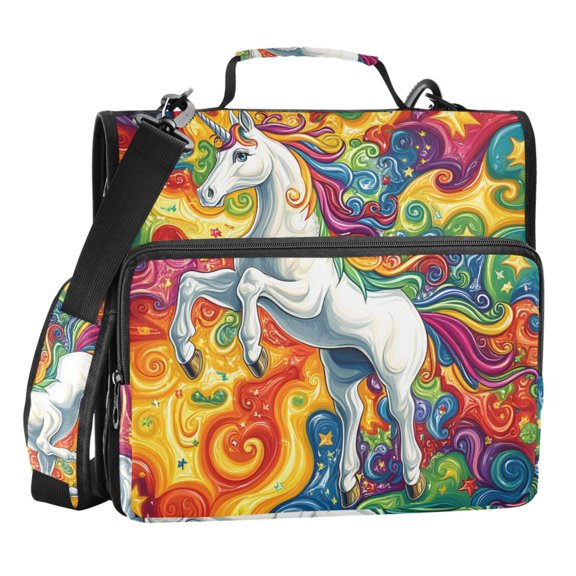 ALAZA Zipper Binder Bag Unicorn in Magic 3 Ring File Folder Binder Organizer Bag
