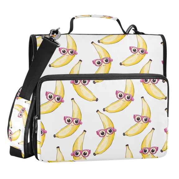 ALAZA Zipper Binder Bananas with Glasses 3 Ring Trapper Keeper File Folder Organizer Bag