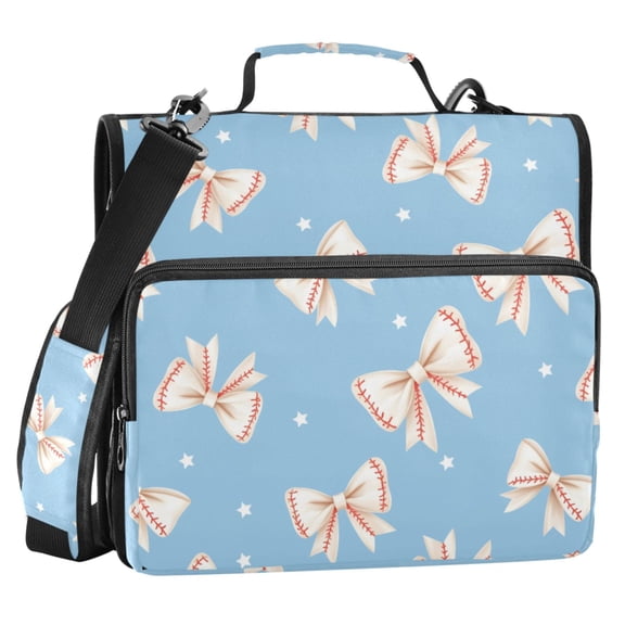 ALAZA Zipper Binder Baseball Coquette Bows 2 in 3 Ring Trapper Keeper 500 Sheet Capacity File Folder Organizer Bag