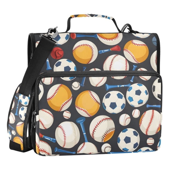 ALAZA Zipper Binder Baseball Football 3 Ring Trapper Keeper File Folder Organizer Bag
